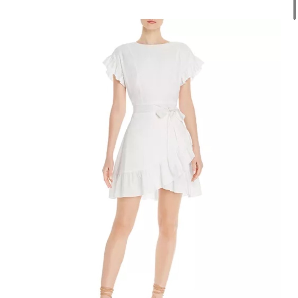 Aqua Ruffle-Trim Tie-Waist Dress